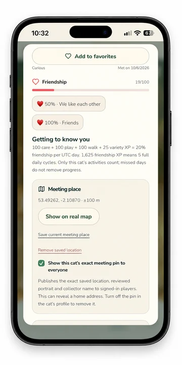 Cats GO screen: Profile, photos & sharing
